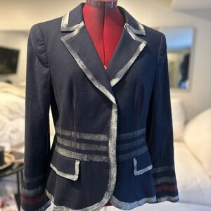 Vintage Alberta Ferretti Navy Blazer with painted accent